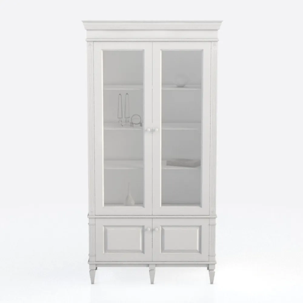 Narrow Glass Display Cabinet, Sideboard with