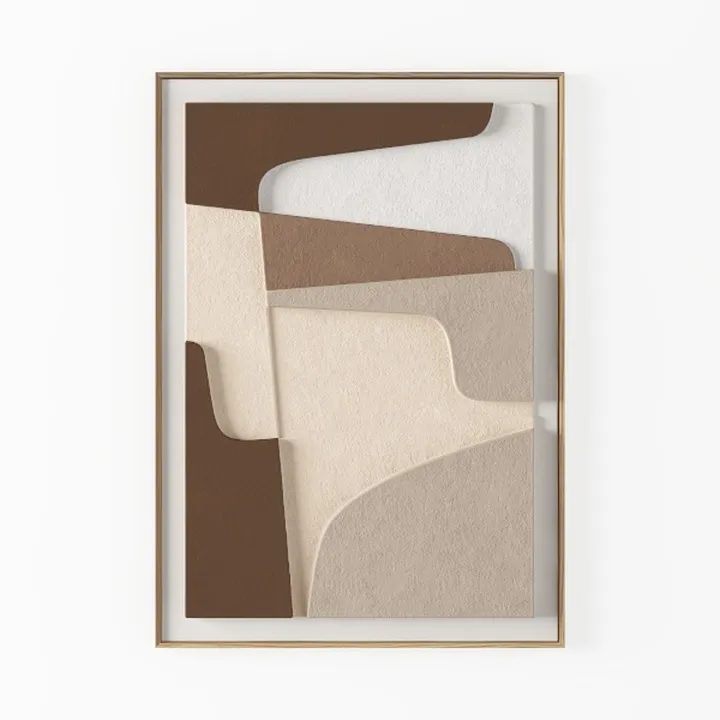 Minimalist Neutral Tone Textured Framed Wall Art 3D Model