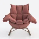 Modern Fabric Upholstered Tufted Rocking Chair 3D Model Front View