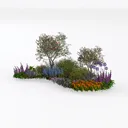 perennial border-Cozy Garden Left 45 Degree View