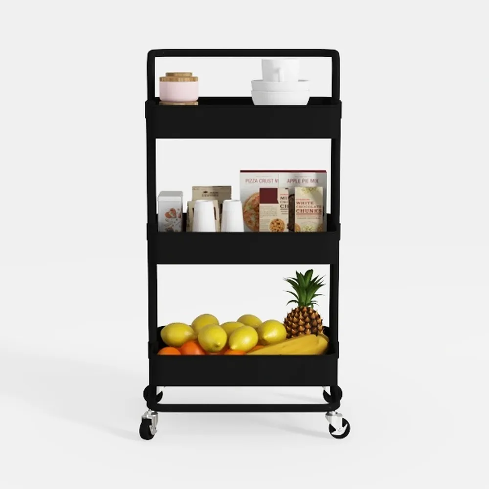 MOYIPIN 3-Tier Plastic Rolling Utility Cart with
