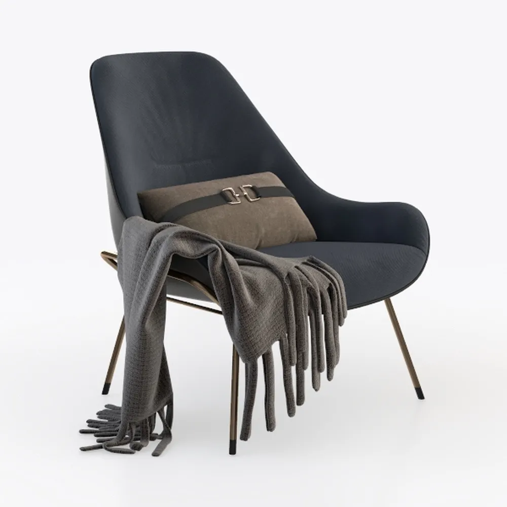 AC Design Furniture Olivia - Sedia lounge Basilea in tessuto grigio scuro, struttura in acciaio verniciato a polvere, 70 x 75 x 75 cm