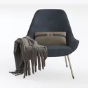 AC Design Furniture Olivia - Sedia lounge Basilea in tessuto grigio scuro, struttura in acciaio verniciato a polvere, 70 x 75 x 75 cm Left 45 Degree View