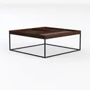Modern Walnut Metal Two Tiered Tray Top Coffee Table 3D Model Left 45 Degree View