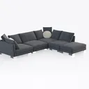 Minimalist Dark Fabric L Shaped Sectional Sofa 3D Model Right 45 Degree View