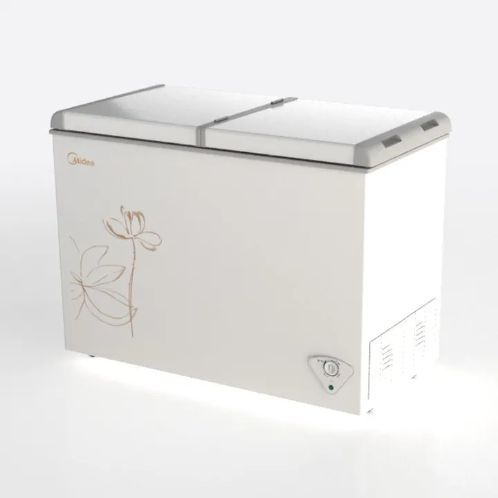 White Double Lid Commercial Home Freezer with Floral Print 3D Model