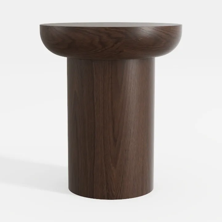 Minimalist Dark Walnut Round Side Table 3D Model