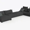 L Shaped Sectional Sofa Couch , 83.5" Convertible Left 45 Degree View