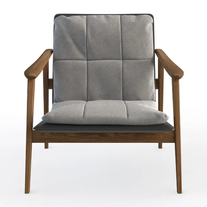 Mid Century Modern Fabric Solid Wood Armchair 3D Model