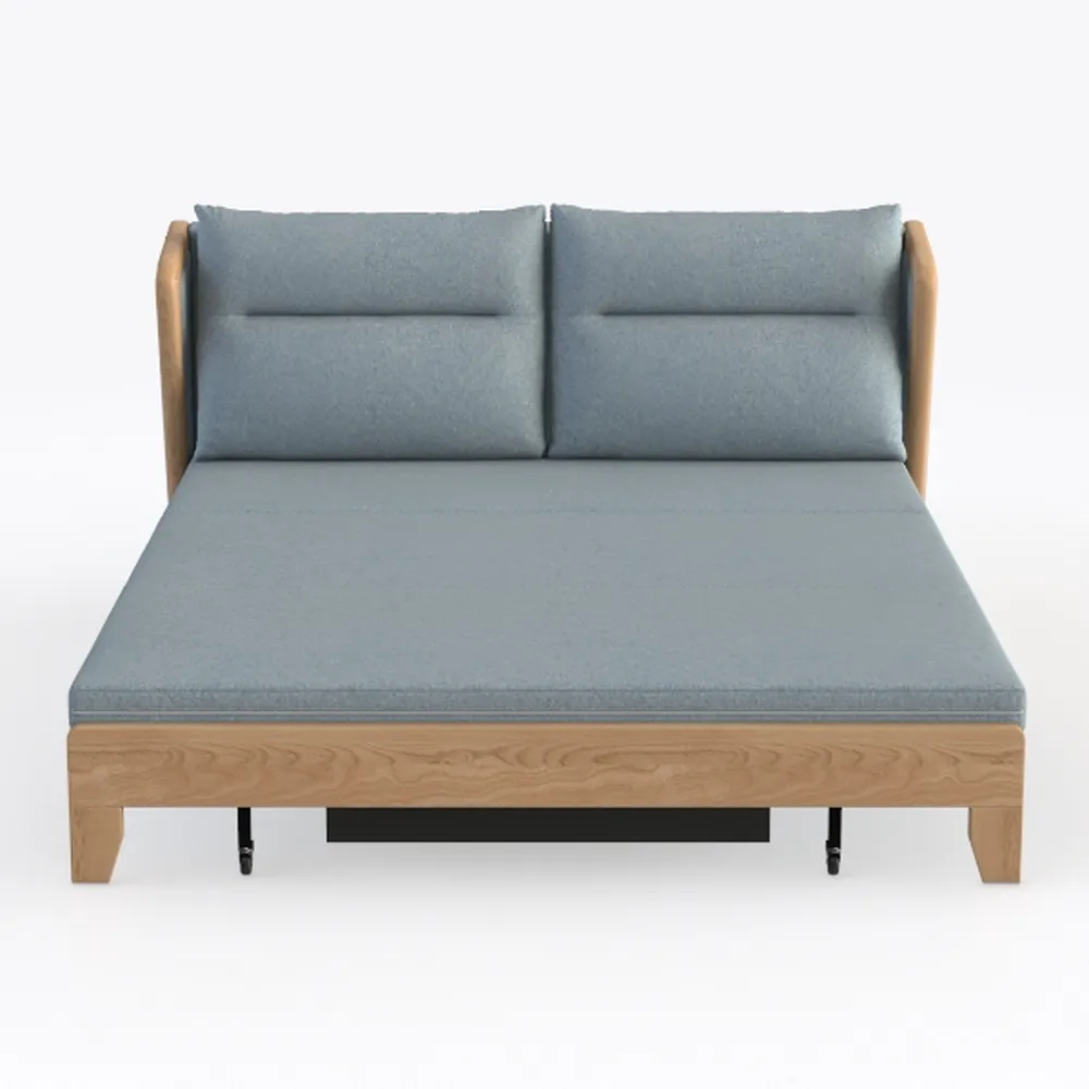 59" Double Convertible Sofa Sleeper,Blue cushion S