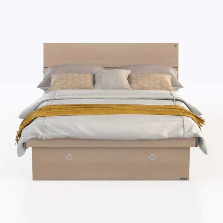 Minimalist Solid Wood Storage Bed With Bedding 3D Model