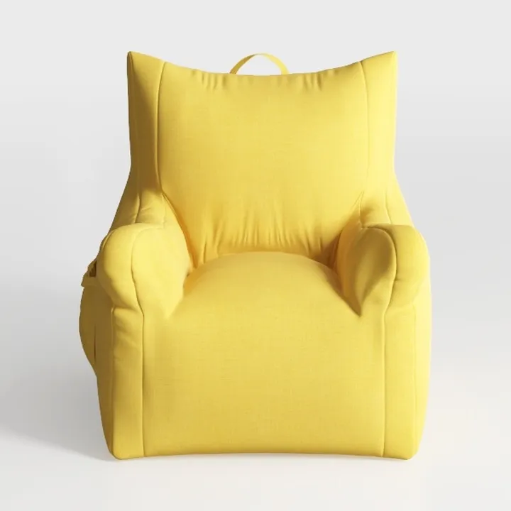 Minimalist Yellow Fabric Upholstered Armchair 3D Model