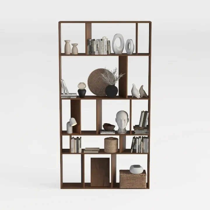 Minimalist Solid Wood Bookshelf Open Display Storage 3D Model
