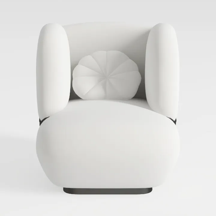 Minimalist Fabric Armchair with Round Throw Pillow 3D Model