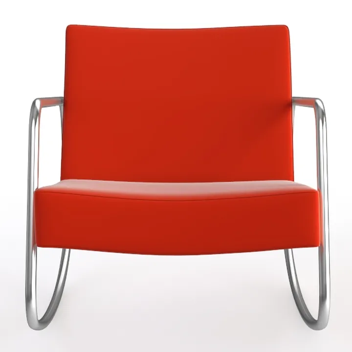 Modern Red Leather Metal Frame Armchair 3D Model