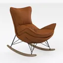 Modern Orange Fabric Upholstered Rocking Chair 3D Model Right 45 Degree View
