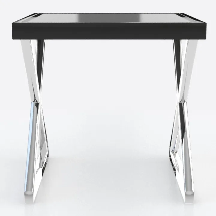 Modern Black Top Chrome Metal Frame End Table 3D Model