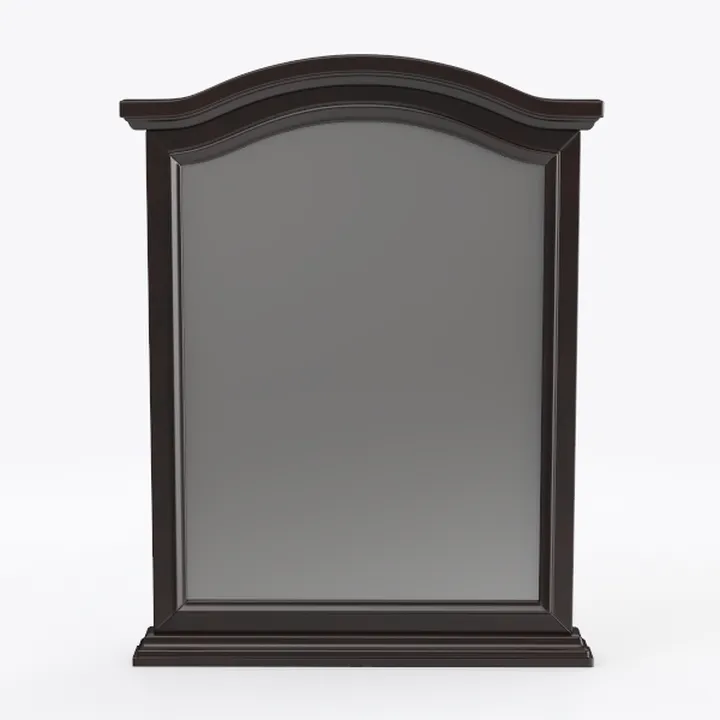 Traditional Dark Solid Wood Wall Mirror 3D Model