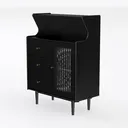 Modern Black Solid Wood Accent Cabinet With Gold Hardware Decorative Glass Door 3D Model Left 45 Degree View