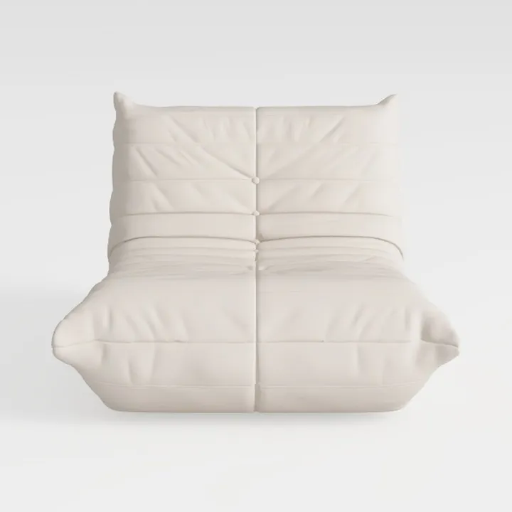 Minimalist Cream Fabric Tufted Armless Lounge Chair 3D Model