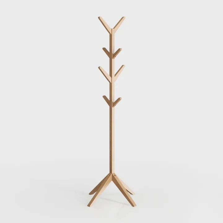 Haddockway Wooden Coat Rack Stand with 8 Hooks New