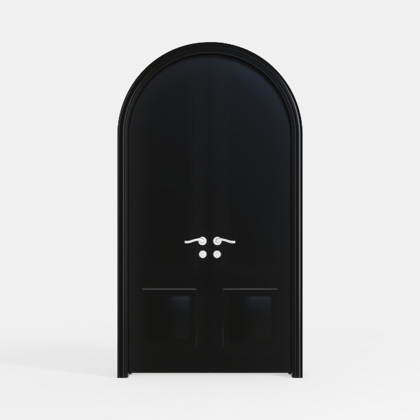 71" Tall Arched Kitchen Pantry, Modern Fluted Wood