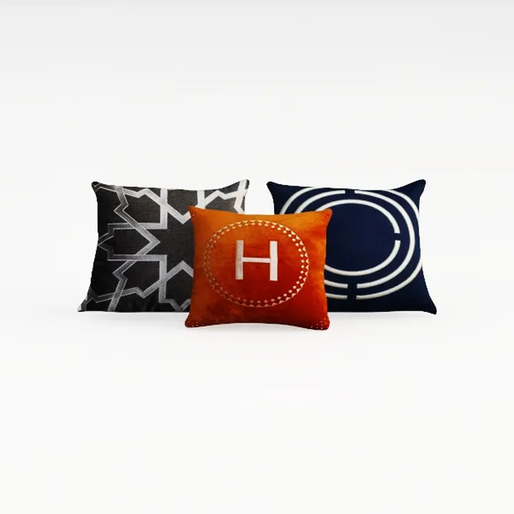 Assorted Pattern Fabric Throw Pillows 3D Model