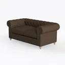 Traditional Tufted Fabric Chesterfield Loveseat Sofa 3D Model Left 45 Degree View