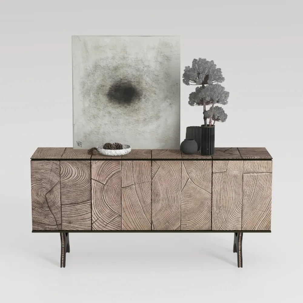 Diya Forged Bronze Finish Console Cabinet - 3D