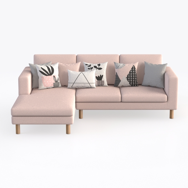 Lela Sofa Blush Linen Upholstered Sinuous