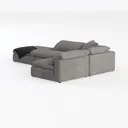 Minimalist Gray Fabric Modular Sectional Sofa With Ottoman 3D Model Left 45 Degree View