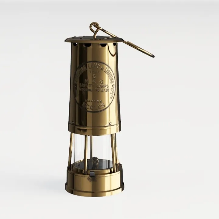 Vintage Brass Glass Safety Lamp 3D Model