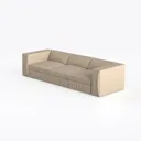 Minimalist Beige Fabric Extra Large Sofa 3D Model Left 45 Degree View