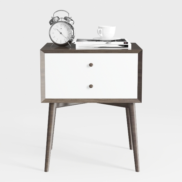 Mid Century Modern Style 2-Drawer White Night