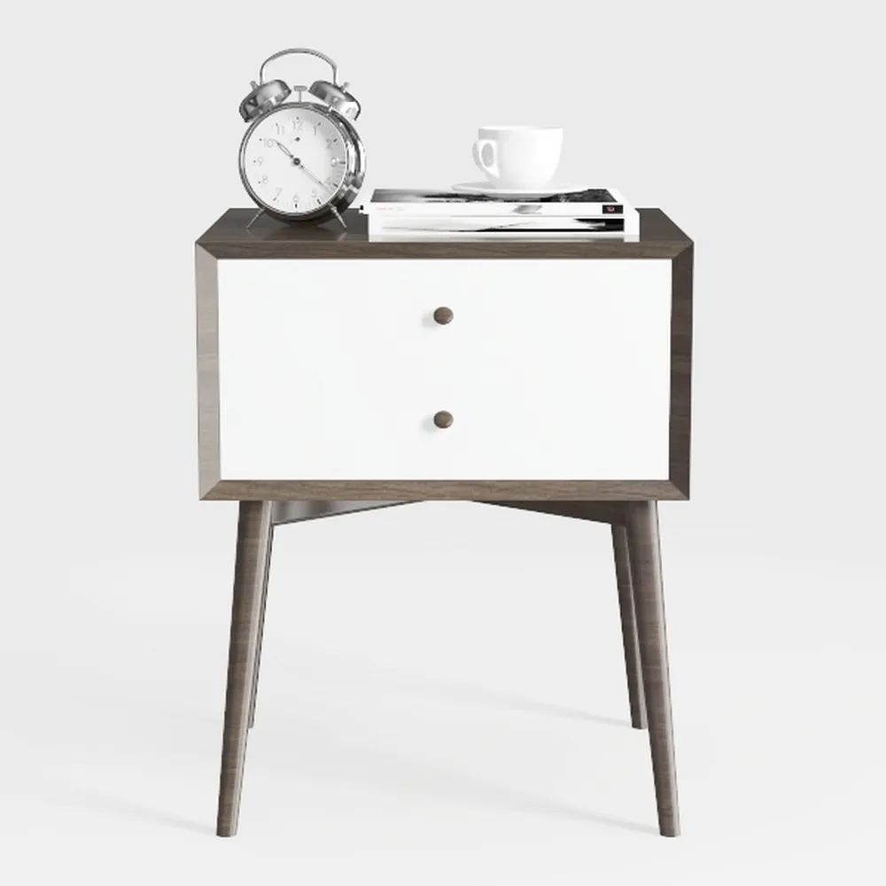 Mid Century Modern Style 2-Drawer White Night