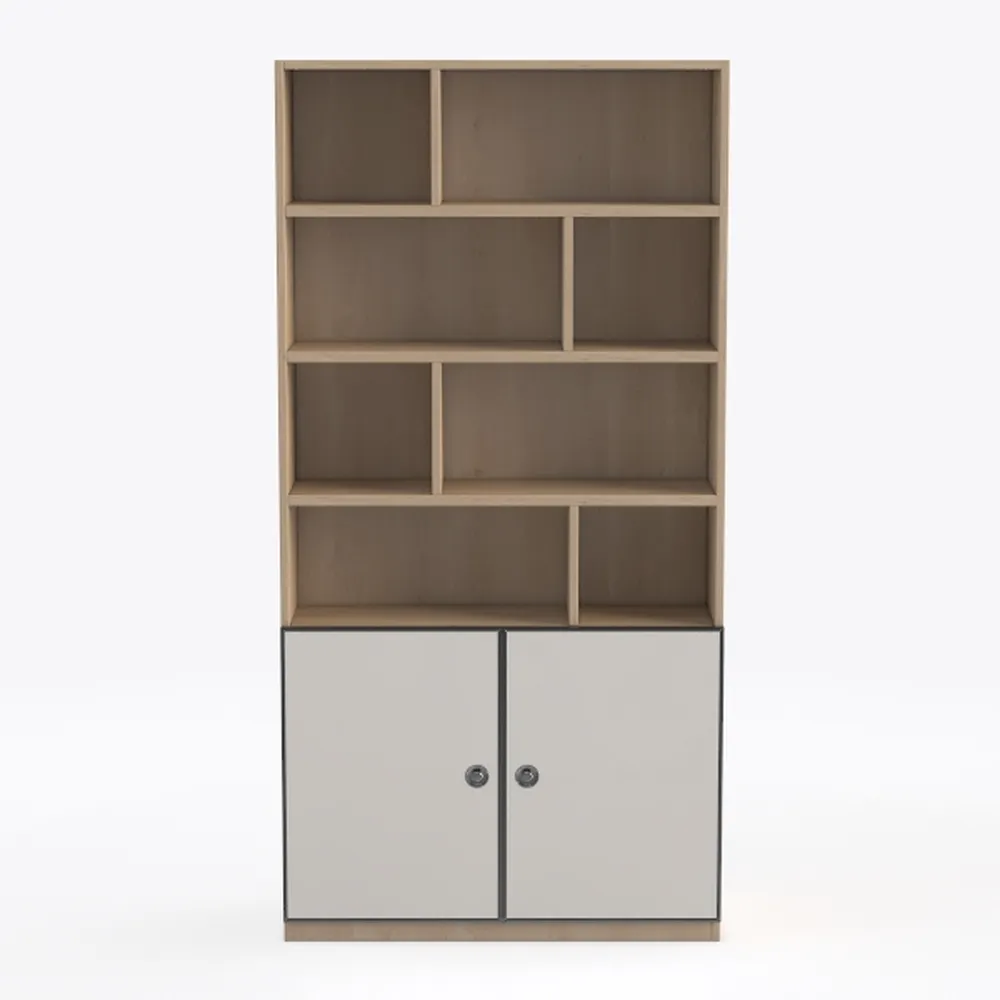 IRONCK Bookcase with Doors, Tall Bookshelf with