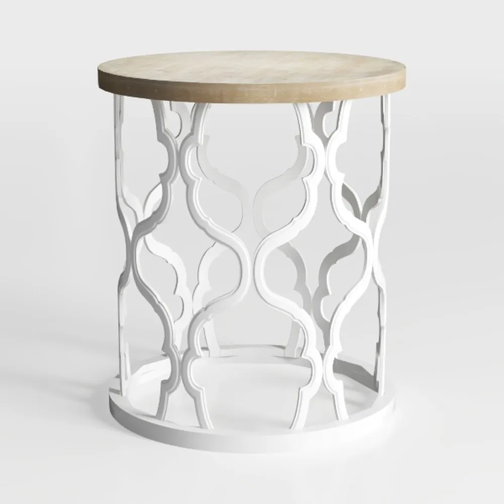 Farmhouse End Table, 17.7'' Round French Country