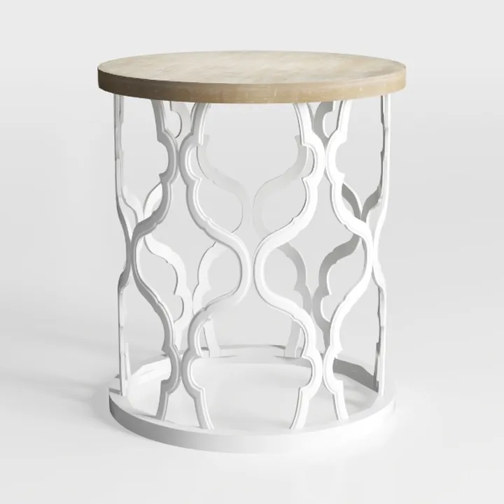 Farmhouse End Table, 17.7'' Round French Country
