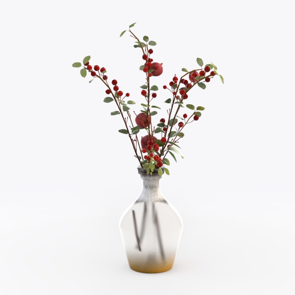 Artificial Flowers with Pink Roses in Vase,