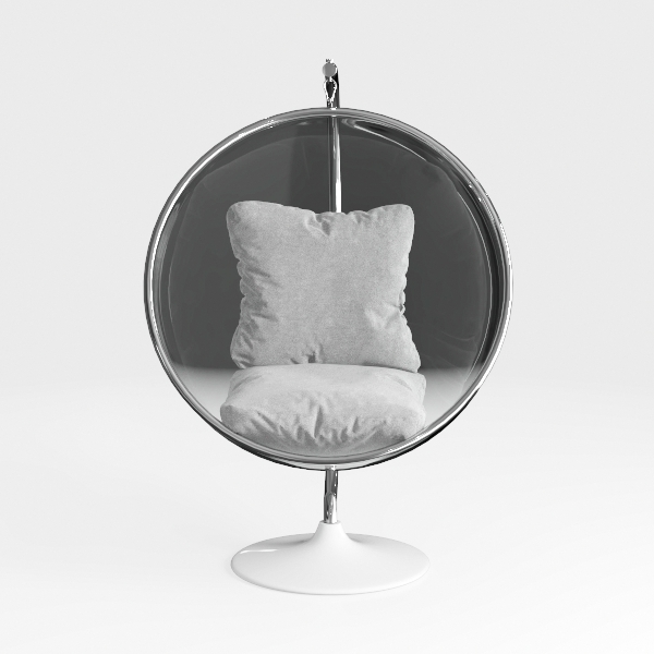 42&quot; Vinyl and Steel Hanging Bubble Chair with Stan