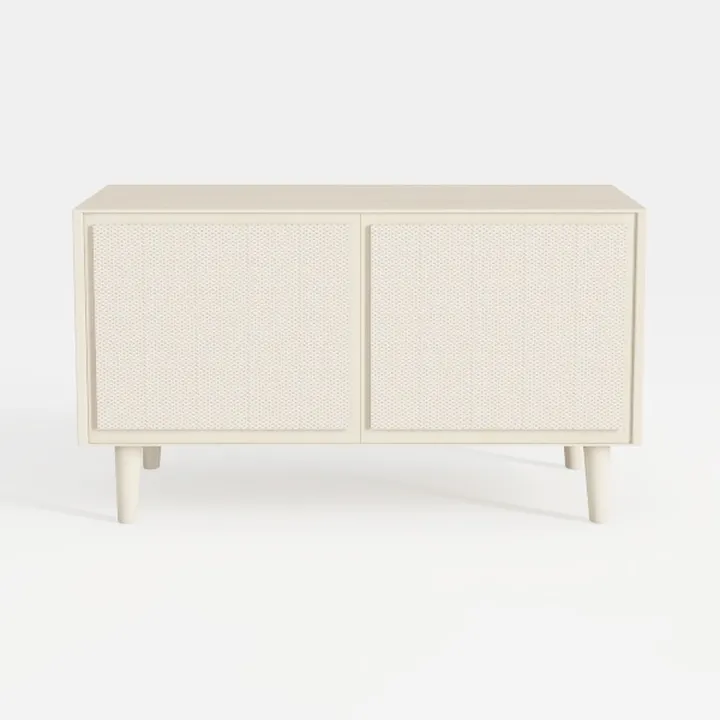 Minimalist Japandi Cane Solid Wood Sideboard Cabinet 3D Model