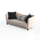 Modern Minimalist Velvet Upholstered 3 Seater Sofa 3D Model Left 45 Degree View