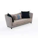Modern Minimalist Velvet Upholstered 3 Seater Sofa 3D Model Right 45 Degree View
