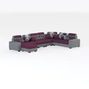 Modern Fabric U Shaped Sectional Sofa With Decorative Throw Pillows 3D Model Right 45 Degree View