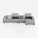 Modern Fabric L Shaped Sectional Sofa With Accent Pillows 3D Model Front View