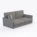 Minimalist Fabric Loveseat Sofa with Throw Pillows 3D Model Right 45 Degree View