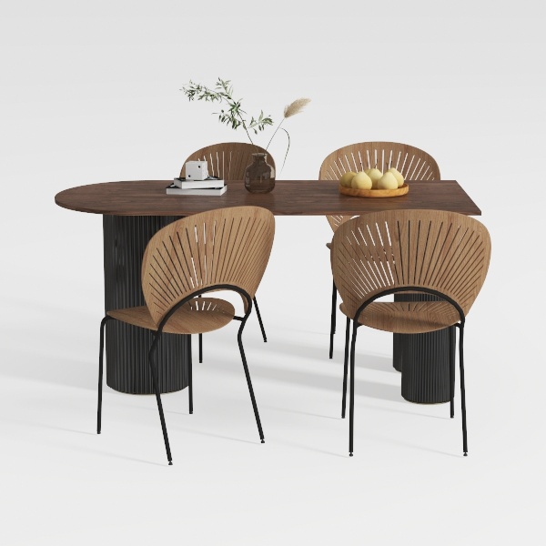 Pasadena Erie 5-Piece Oval Walnut Wood Top Dining 