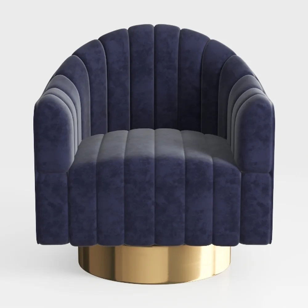 LINSY Swivel Accent Chair, Velvet Small Barrel Cha