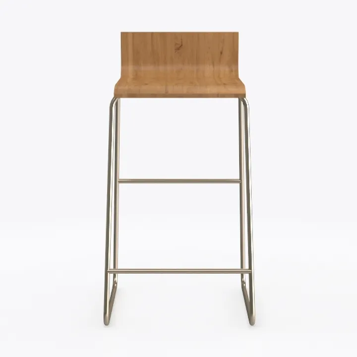 Minimalist Solid Wood Metal Bar Stool 3D Model