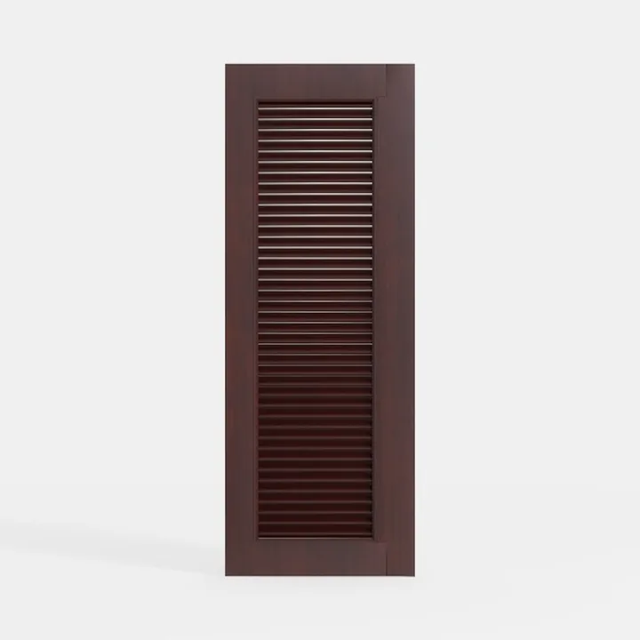 Dark Walnut Wood Louvered Interior Door 3D Model